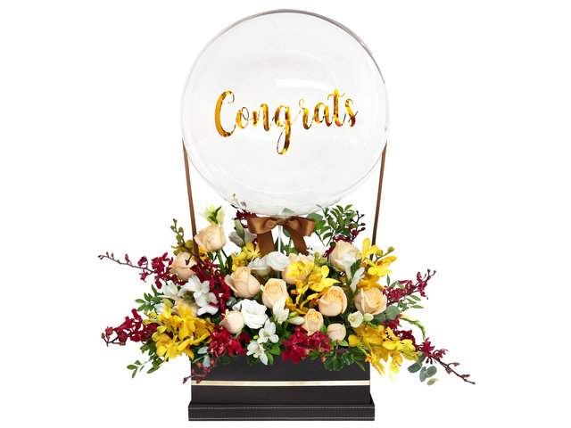 Florist Flower Arrangement - Grand Opening Flower Basket With Balloon BF01 - SD0429A5 Photo